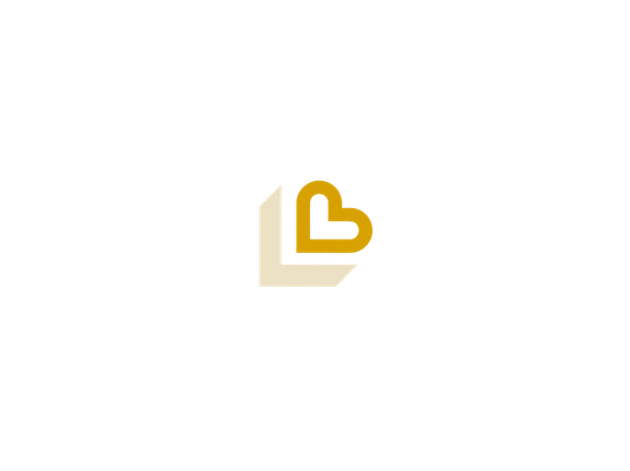 Monogramme Lovent en forme de coeur, doré sur fond crème